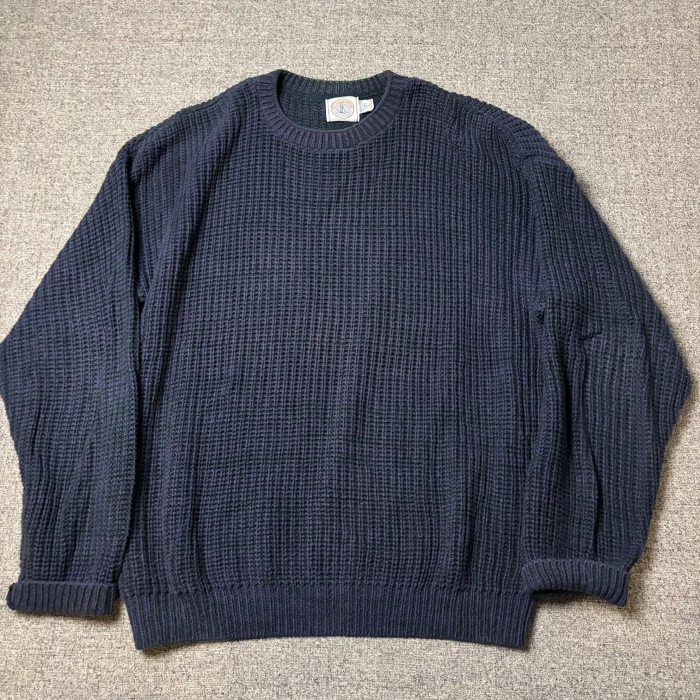 Cape Isle Knitters Sweater Mens XL Waffle Knit Purple Blue Green Cotton USA Made